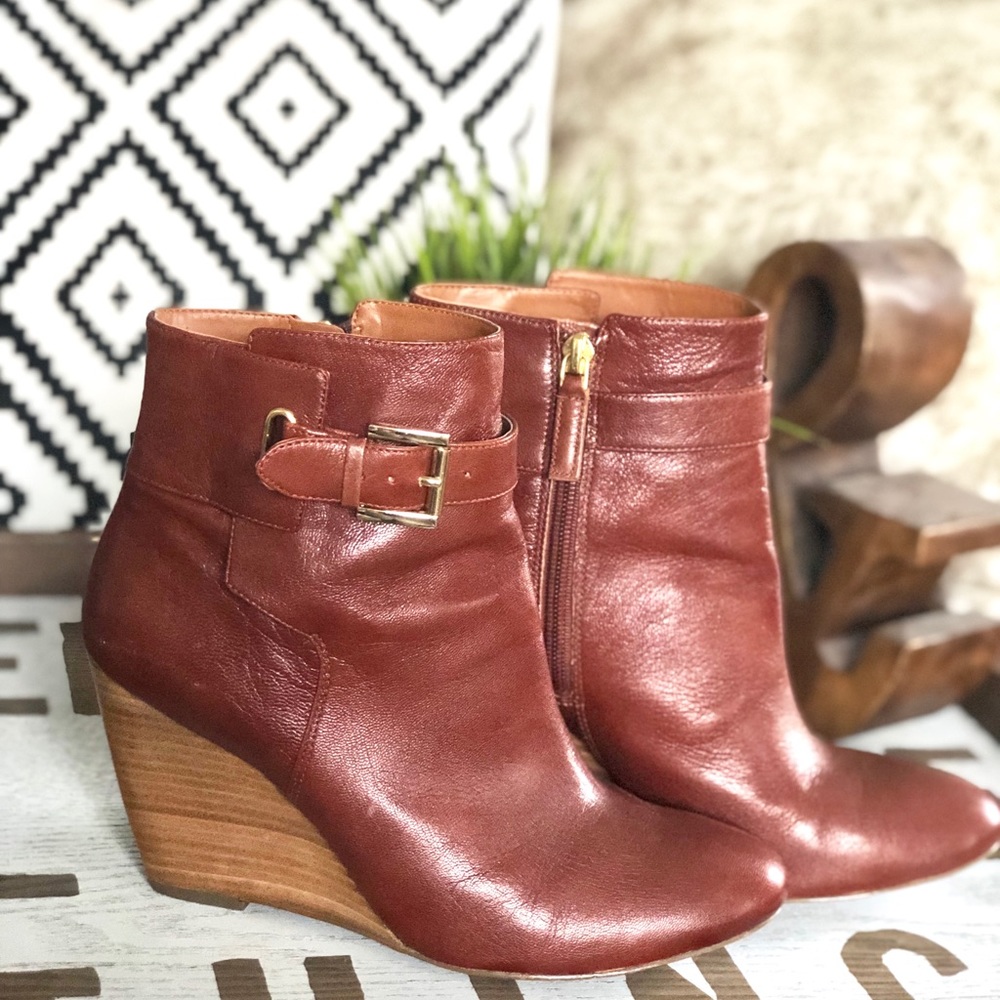 Nine West Herbert Leather Wedge Booties, size 8.5
